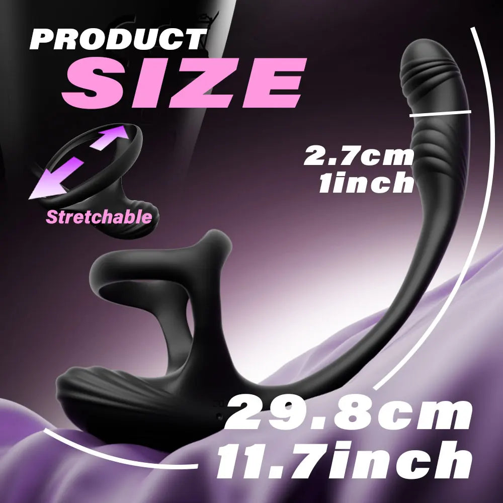 Male Prostate Massager Penis Ring Anal Plug Toy Delay Ejaculation Rotating Anal Plug G-Spot Vibrator Adult Male Cock Ring Toy