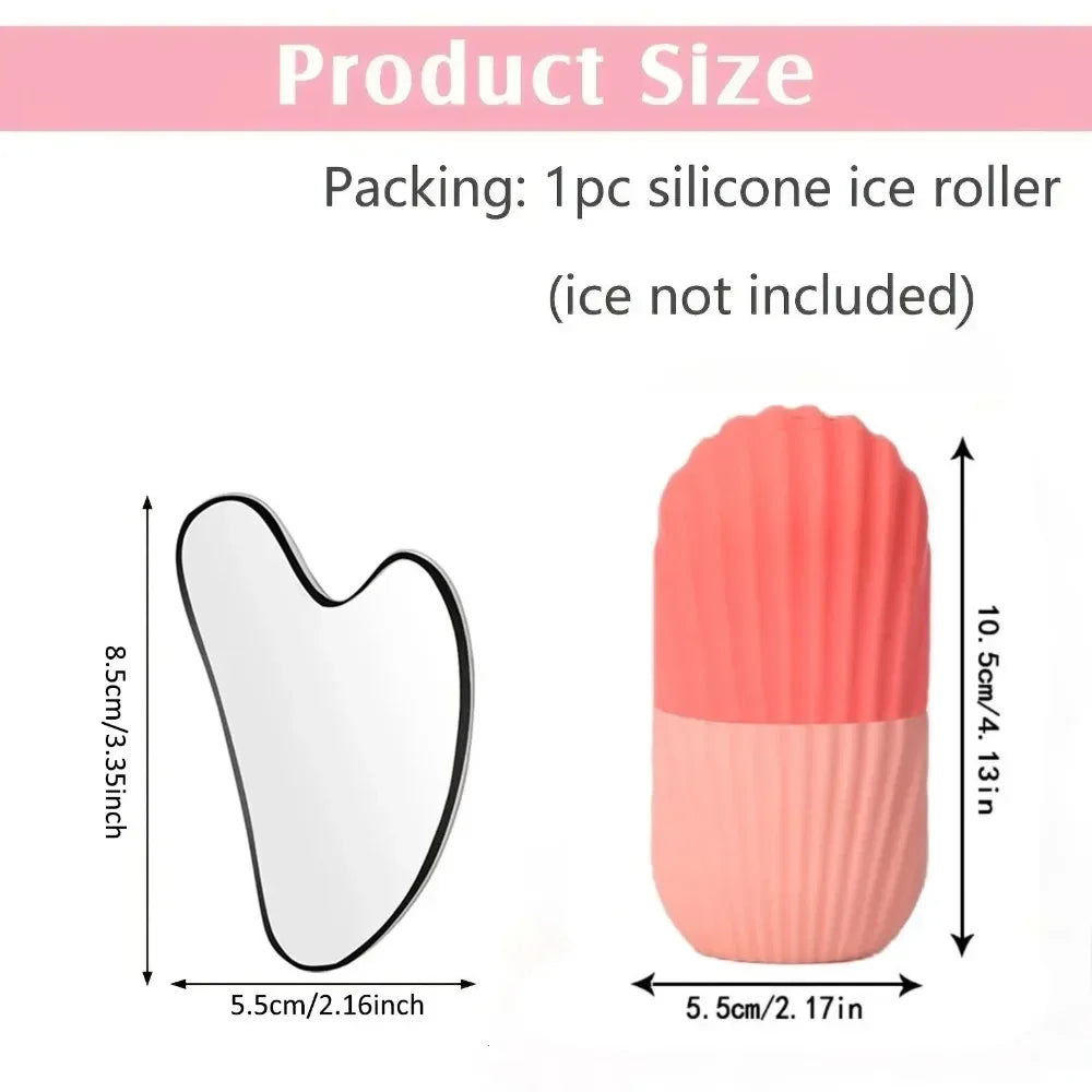 1/3PCS Ice Face Roller Stainless Steel Gua Sha Board Set Face Massage Tool Facial Massager Face Lifting Beauty Skin Care Tools