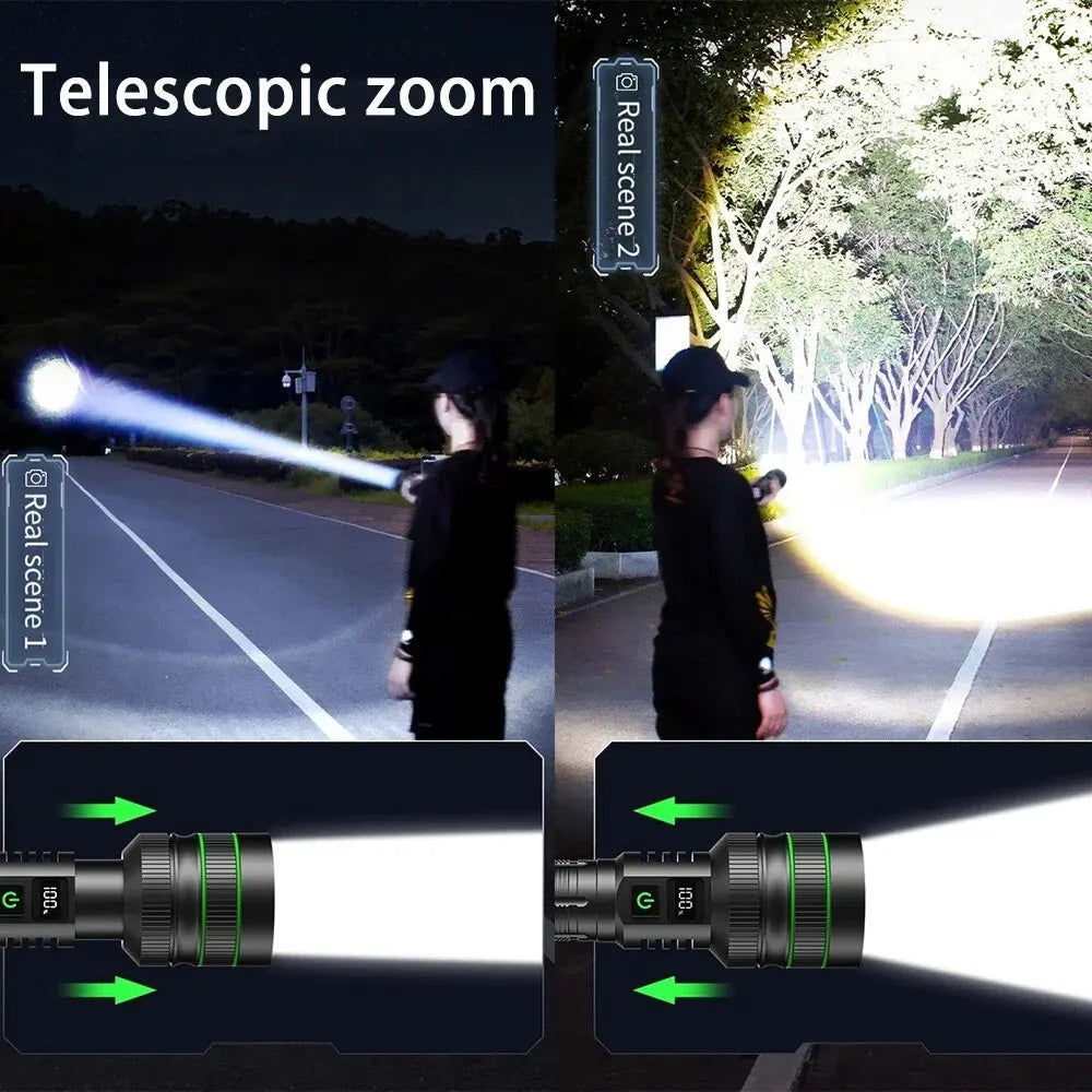 hit product long-range kilometer ultra bright flashlight, outdoor waterproof high-power strong light flashlight, rechargeable