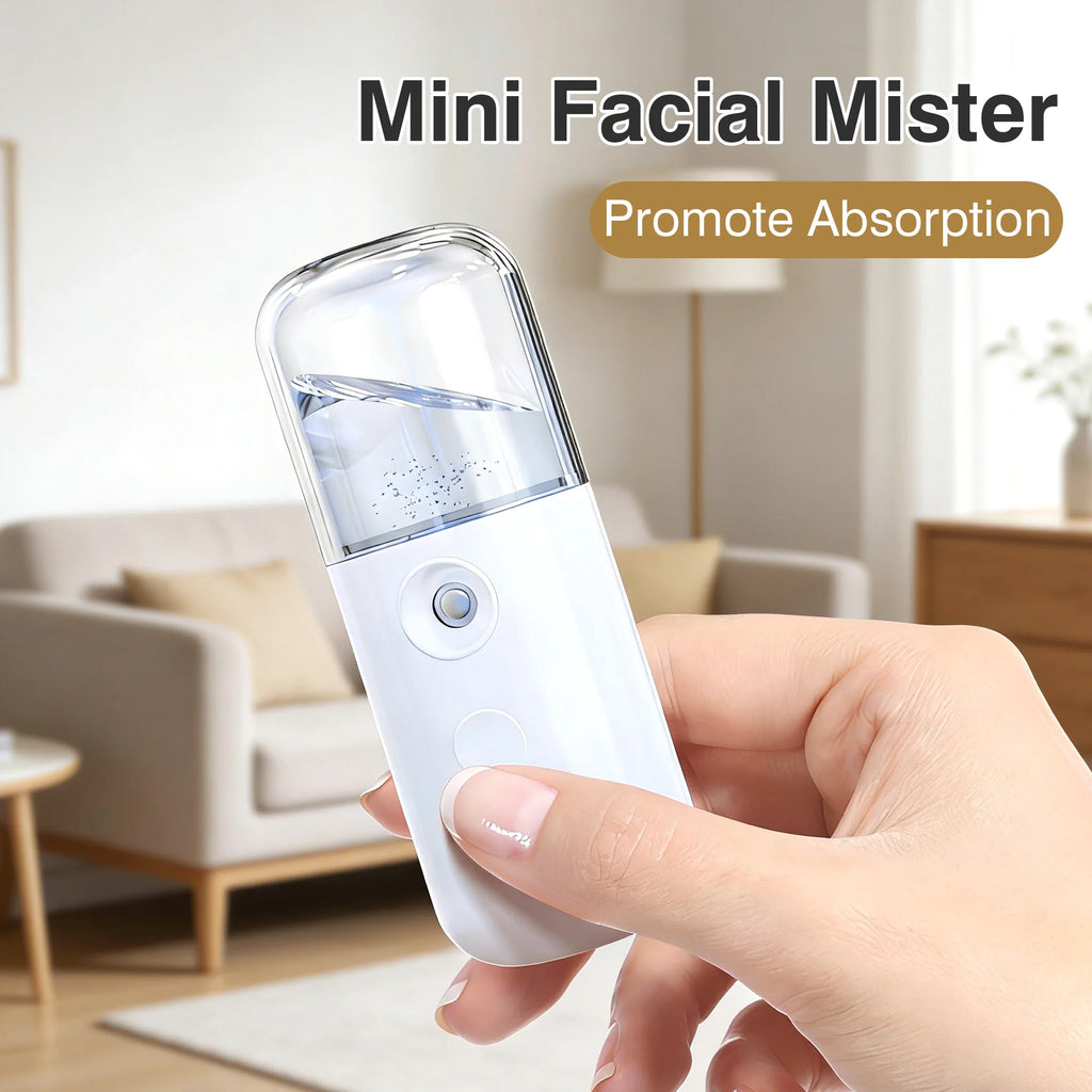Facial Steamer, Handy Mini Mister, USB Rechargeable Mist Sprayer, 30ml Visual Water Tank Moisturizing&Hydrating for Face, Daily Makeup, Skin Care, Eyelash Extensions