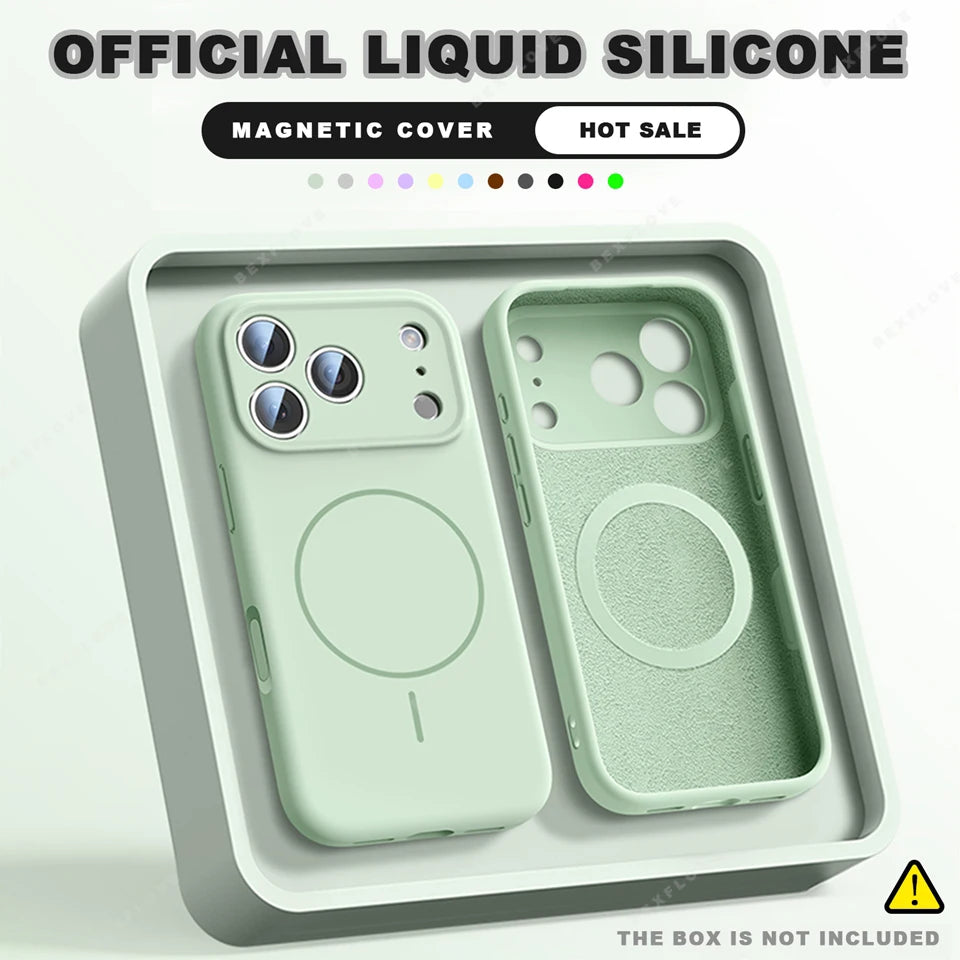 Magnetic Wrist Strap Liquid Silicone Phone Case For iPhone 11 12 13 16 17 Pro Max Air 15 14 16 Plus 16E Magsafe Lanyard Cover