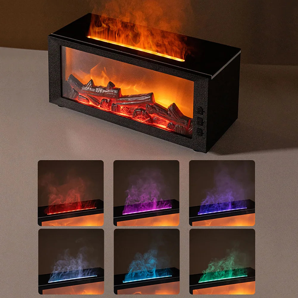 Upgraded 300ml Fireplace Diffuser Essential Oil 7 Colorful Large Flame Fire Humidifier Changing Aroma Diffuser for Aromatherapy