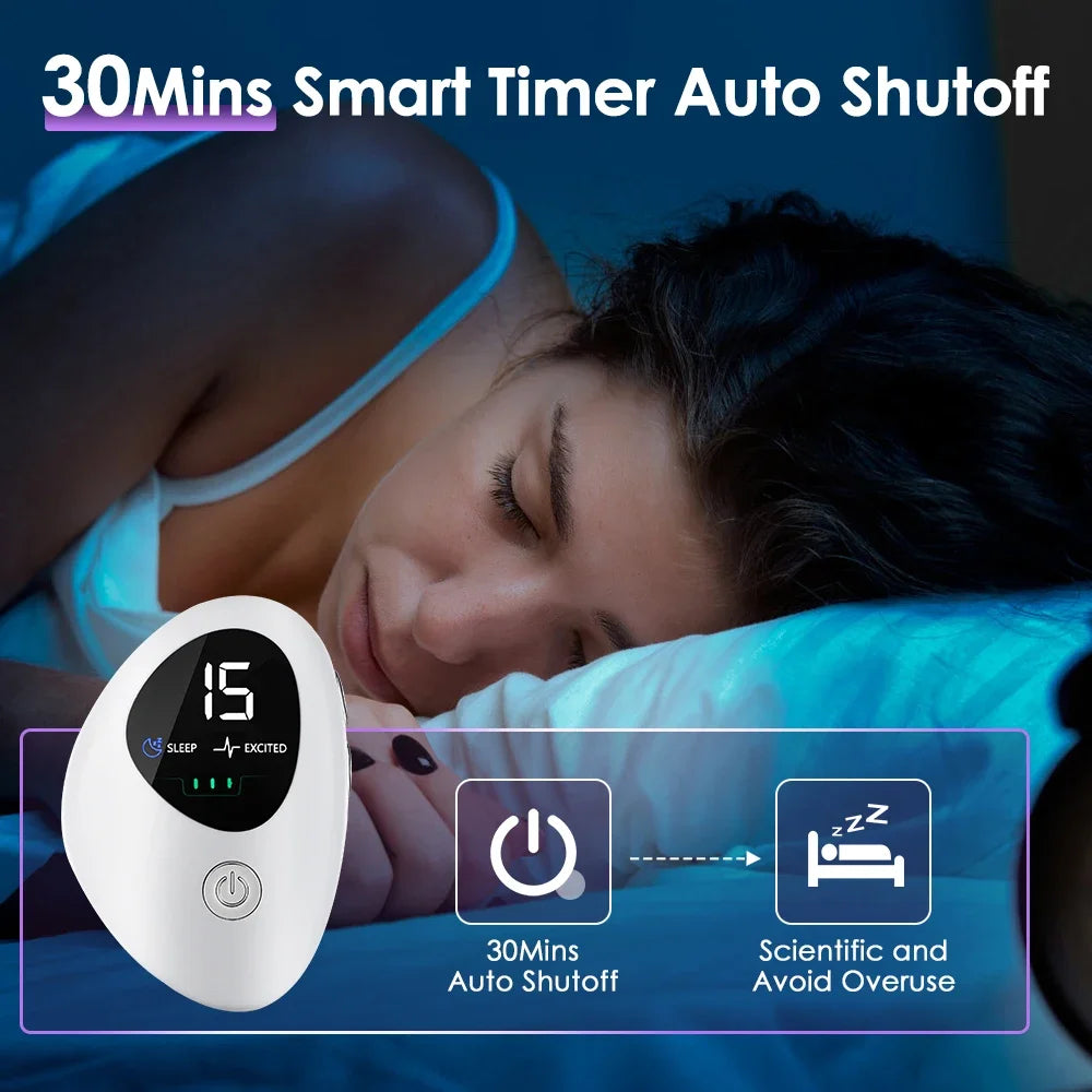 Microcurrent Sleep Aid Device CES Palm 15 Level Pluse Stimulation Massager Sleep Instrument for Insomnia Stress Anxiety Relief