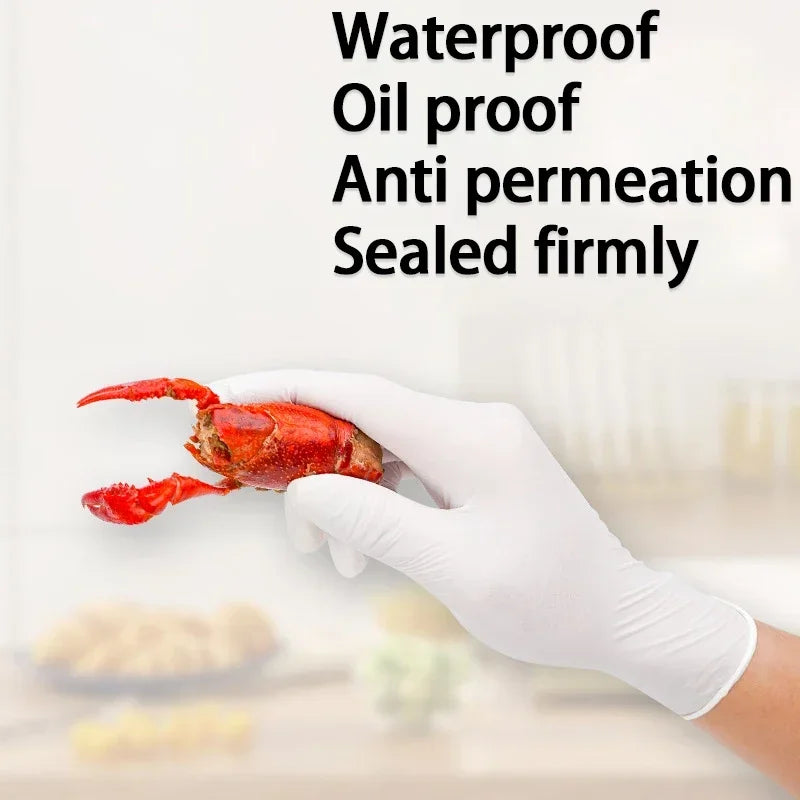 10/20/50/100PCS Disposable White Nitrile Gloves Household Cleaning Gloves Kitchen Cooking Tattoo Pet Tools Waterproof Latex Free