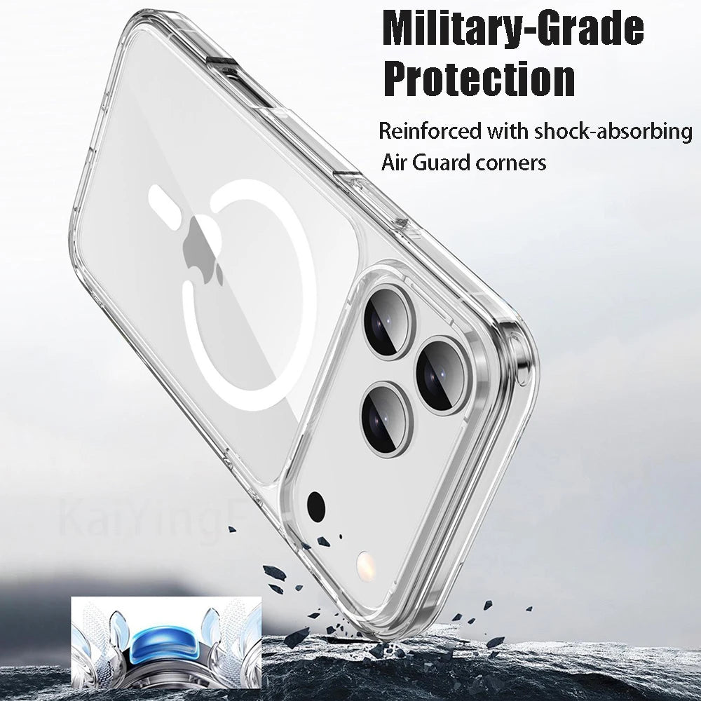 Magnetic Clear Phone Case For iPhone 17 Air 16 15 14 13 12 11 Pro Max XR Wireless Charge for Magsafe Cases Cover Anti-Yellowing