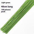 100Pcs DIY Floral Material Wire Stem Accessoies Wedding Home Decor 40cm Floral Wire Stems Artificial Green Flower Stem