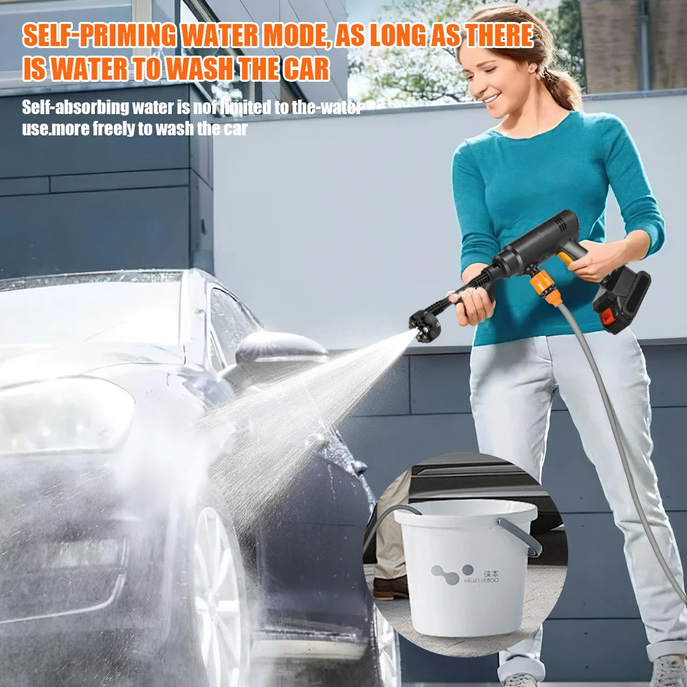 New 6-IN-1 60Bar High-Pressure Cleaning Machine Car Water Gun Toolbox Suitable for Makita 21V Battery