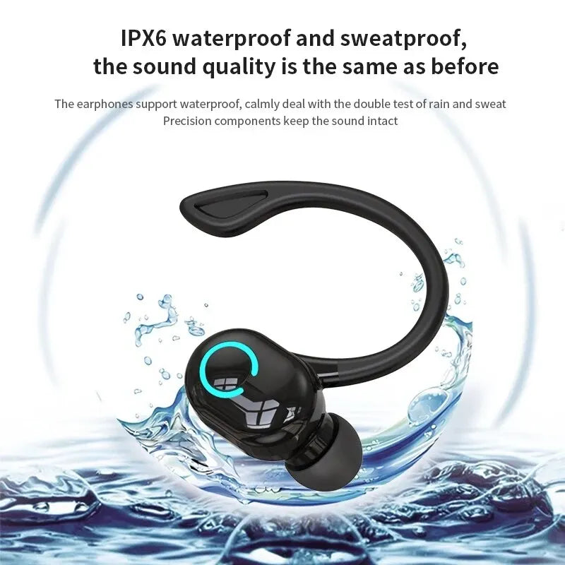 Bluetooth 5.2 Wireless Headset Single Ear-Hook Earplugs Ultra Long Battery Life Business Earphone Mobile Phone Headphone Earbuds