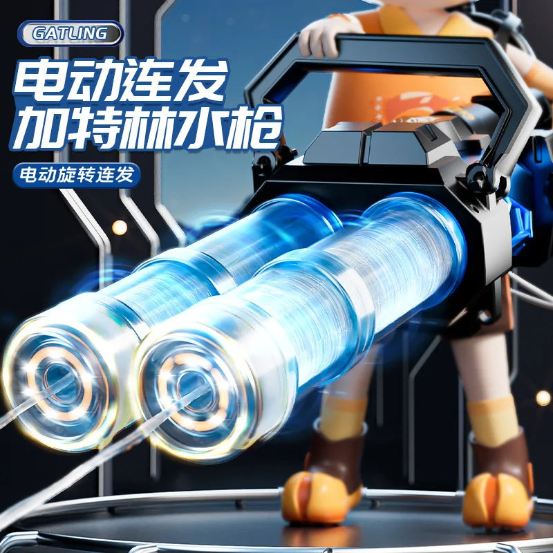 Electric Rotating Gatling Water Gun Automatic Continuous Water Fight Artifact Summer Outdoor Beach Children's Adult Toy