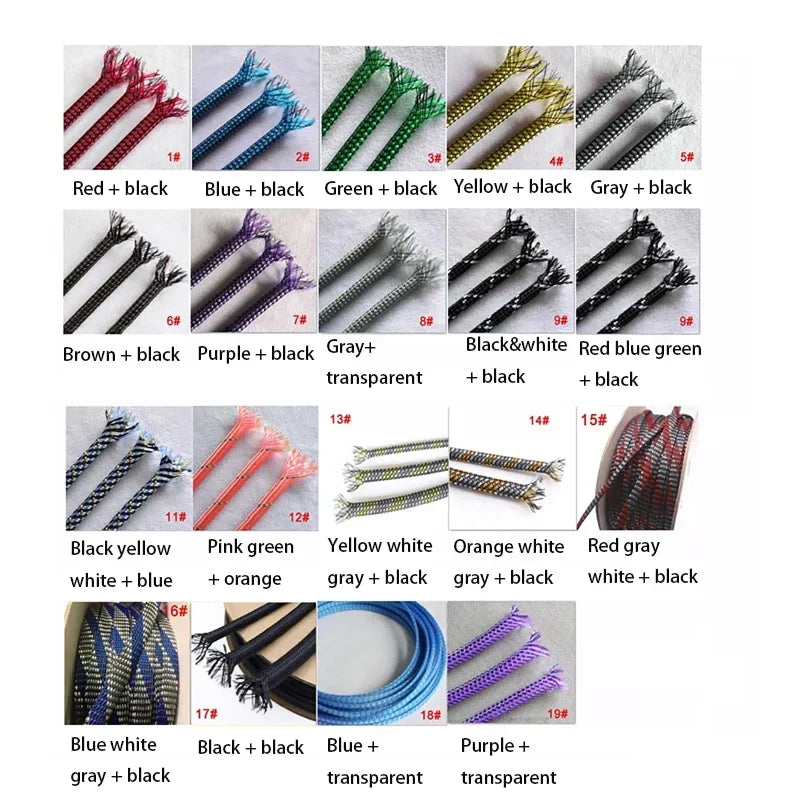 4/8/12mm PP Cotton Yarn + PET Woven Cotton Mesh Braided Cable Sleeve Expanding Braided Sleeving Wire Cable Harness Sheathing