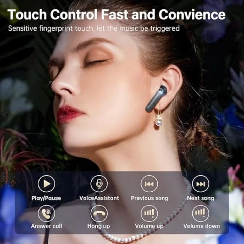 Bluetooth 5.3 Earbuds 50H Playtime LED Display Wireless Headphones ENC Noise Cancelling HiFi Stereo IPX7 Waterproof Sports Heads