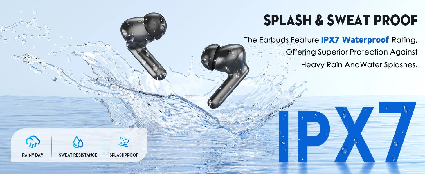 Bluetooth 5.3 Earbuds 50H Playtime LED Display Wireless Headphones ENC Noise Cancelling HiFi Stereo IPX7 Waterproof Sports Heads