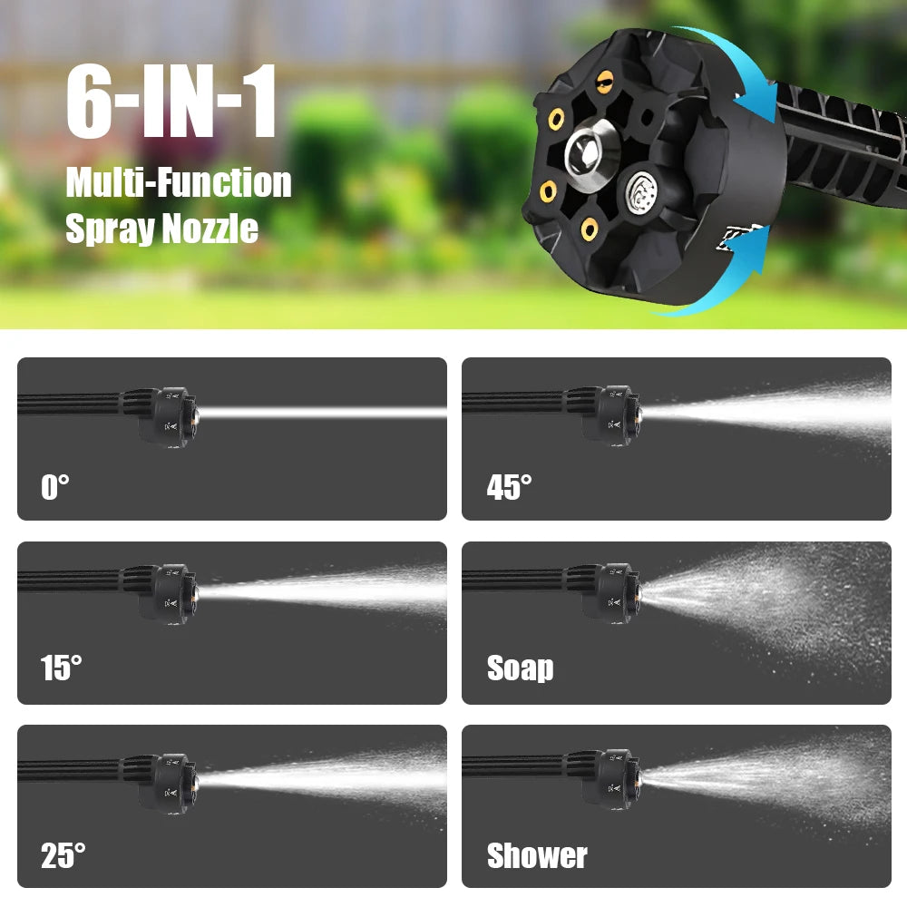 New 6-IN-1 60Bar High-Pressure Cleaning Machine Car Water Gun Toolbox Suitable for Makita 21V Battery