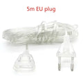 3M 5M Power Extension Cord For EU Plug LED Holiday Light String Extension Standard Switch Cable Christmas Curtain Light
