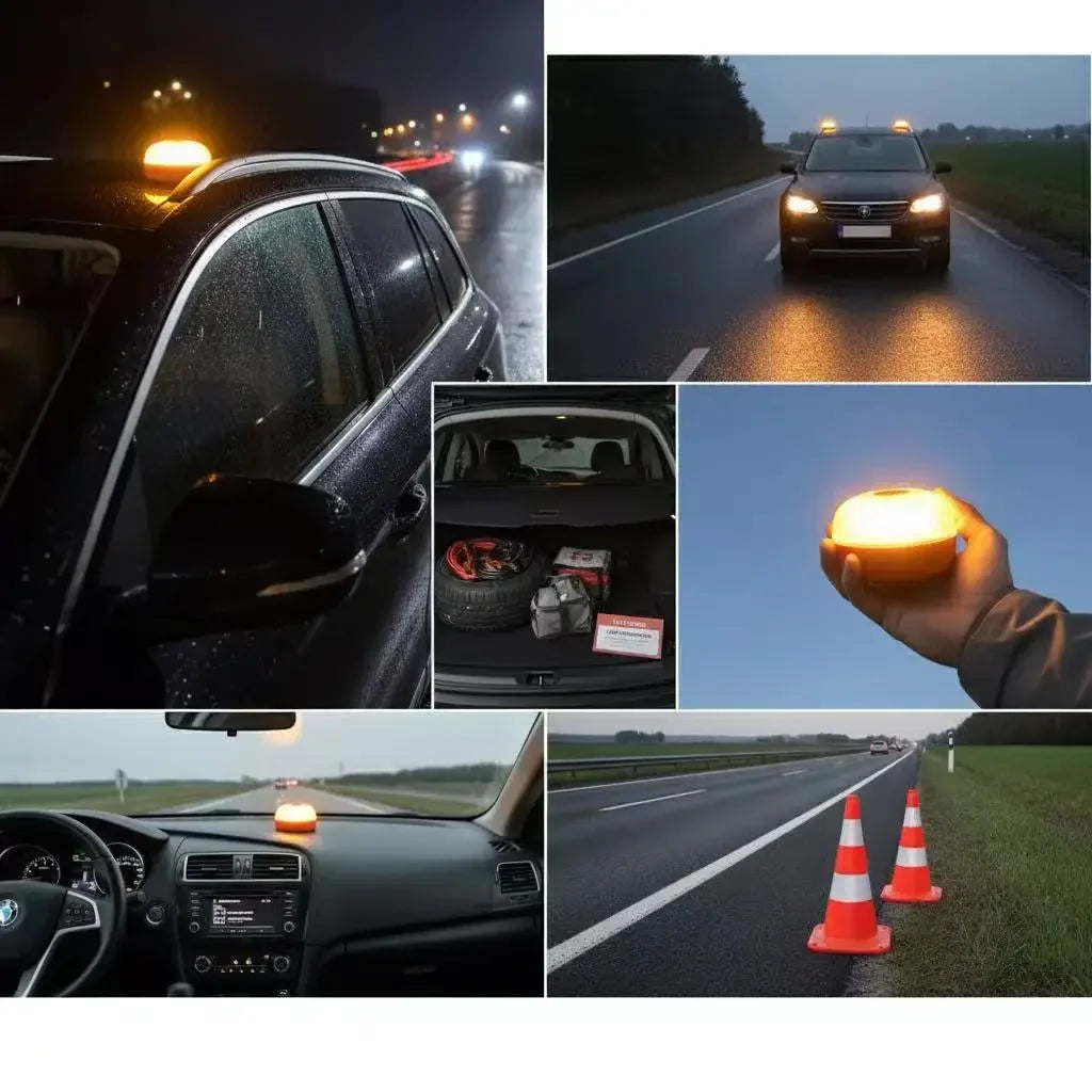 Smart Emergency Beacon, Car Breakdown Warning Light, Magnetic LED Strobe Flare for Roadside Safety, Foggy Day Alert Lamp for