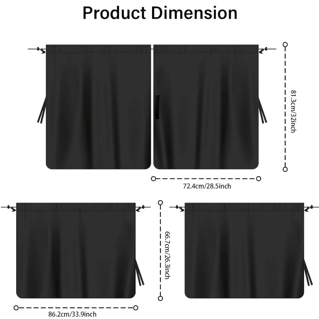 4pcs Car Privacy Curtain Set Window Shade for Travel Nap Night Camping - Detachable Simple Curtain for Vehicle Windows