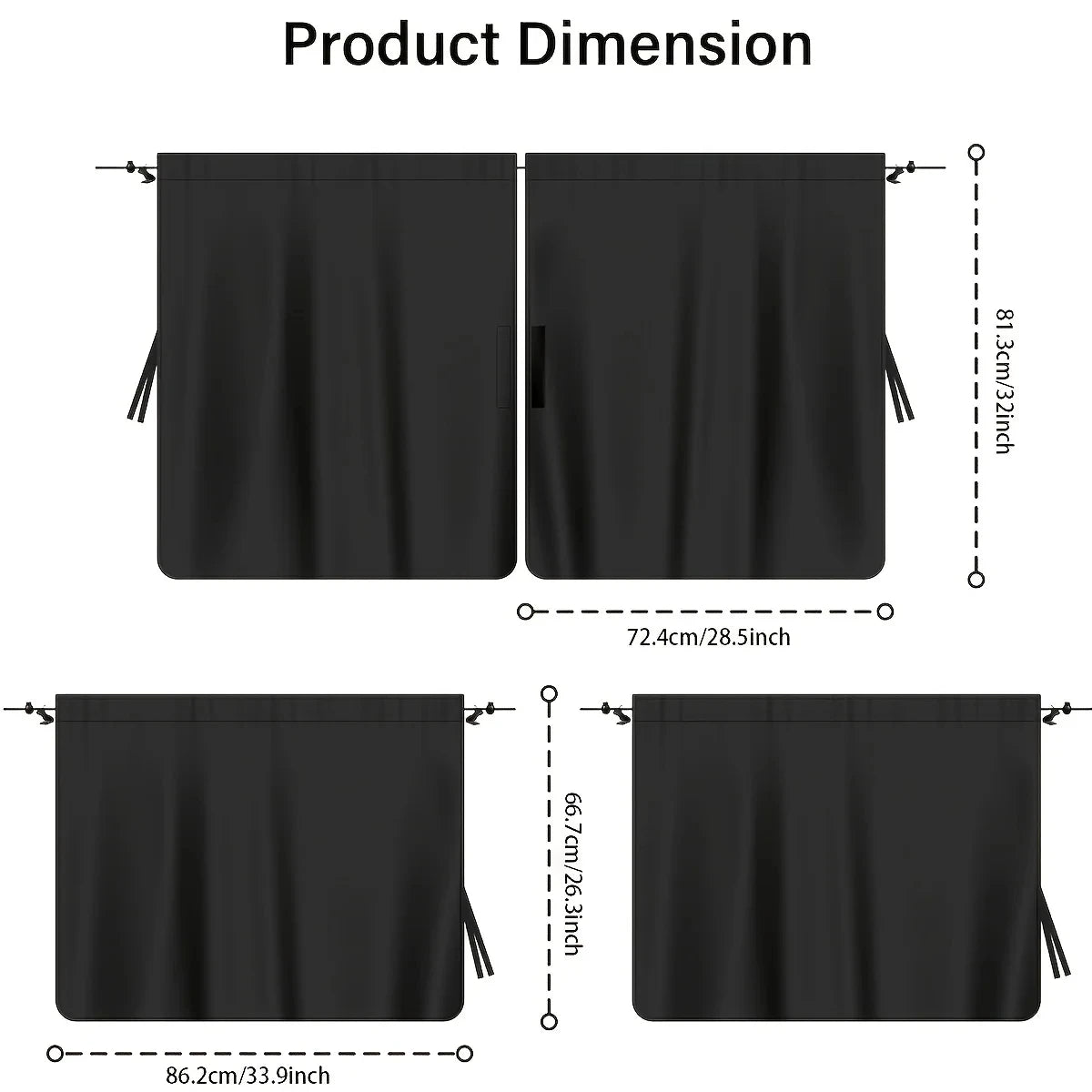 4pcs Car Privacy Curtain Set Window Shade for Travel Nap Night Camping - Detachable Simple Curtain for Vehicle Windows
