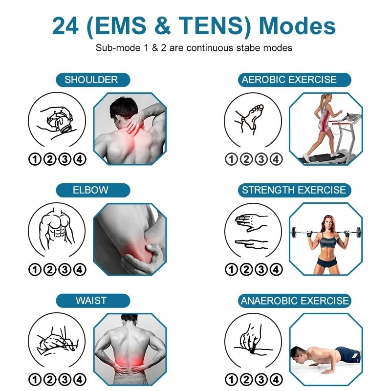 Electrical Nerve Relax Muscle Massager 16 Mode TENS Slimming Machine Electric Body Massage Rechargeable Physical Therapy Device