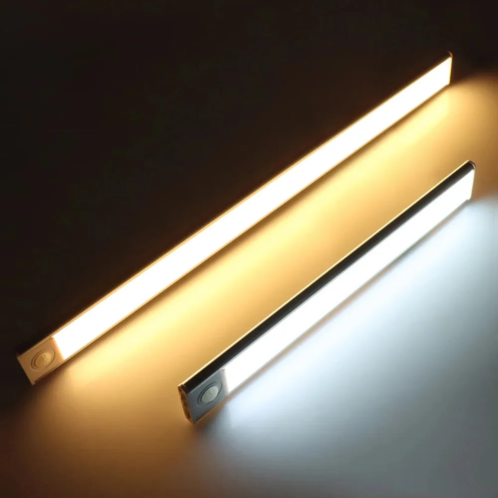 High Capacity Battery USB Rechargeable LED Light Bar Aluminium Motion Sensor Magnetic Strip For Stairs Closet Cabinet Night Lamp