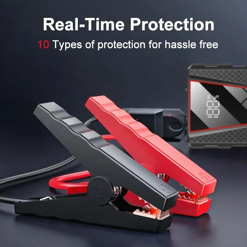 Car Jump Starter 1200A Wireless Charger Power Bank for 12V Car Emergency Starter  For Petrol 4.0L Diesel 2.0L