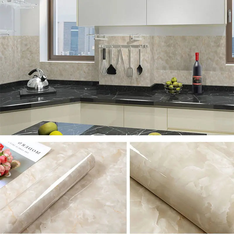 Modern Kitchen Contact Paper DIY Self Adhesive Waterproof Wallpaper Fire Prevention Wall stickers Home Decor Sticky Films