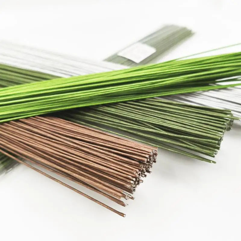 100Pcs DIY Floral Material Wire Stem Accessoies Wedding Home Decor 40cm Floral Wire Stems Artificial Green Flower Stem