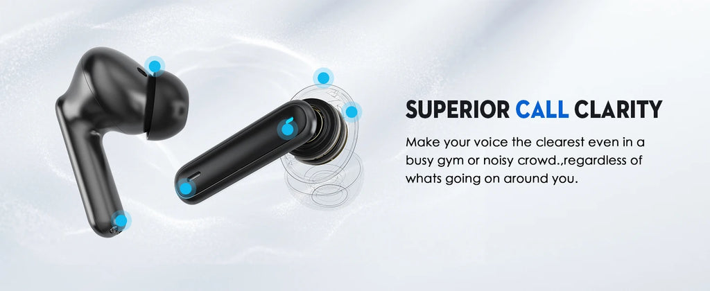 Bluetooth 5.3 Earbuds 50H Playtime LED Display Wireless Headphones ENC Noise Cancelling HiFi Stereo IPX7 Waterproof Sports Heads