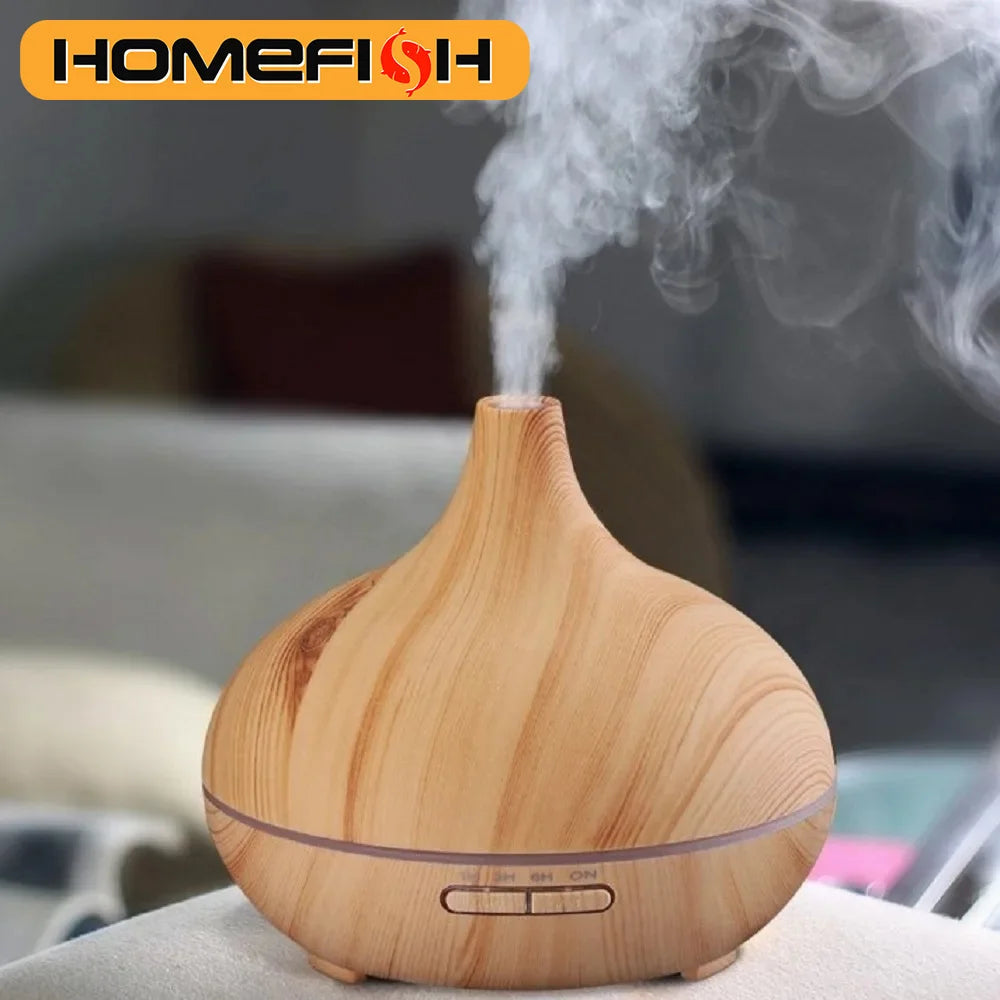 HOMEFISH 4 in 1 Air Humidifier with Starry Projector Aromatherapy Diffuser USB Rotate Projection Light Mist Maker Fogger