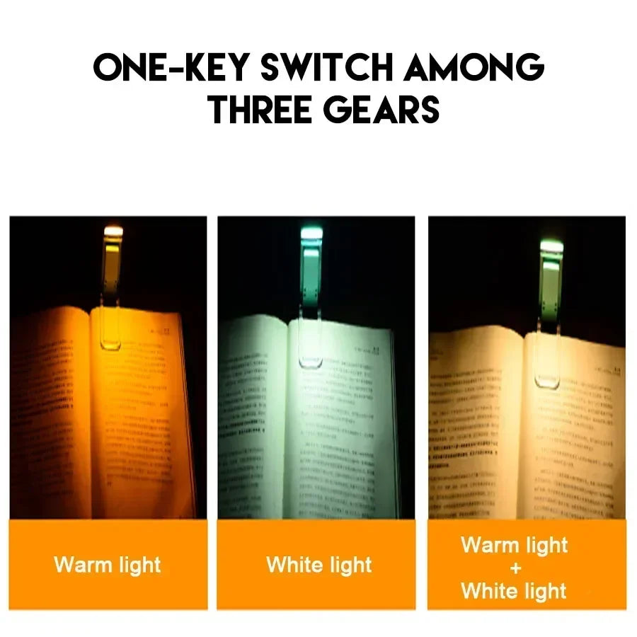 Clip On Book Light Rechargeable,Reading Light,Adjustable Brightness Mini LED Bookmark Lamp,Portable Bedside Desk Lamp for Night