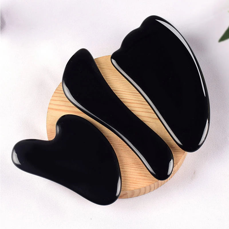 Natural Obsidian Gua Sha Board Gouache Scraper Boad Scraping Meridians Massage Face Lift Anti Wrinkle Beauty Jade Massager