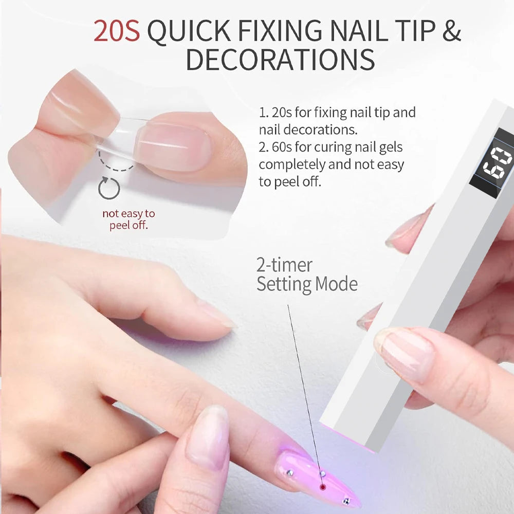 Timerable UV LED Nail Lamp with Adjustable Bracket Base and LED Indicator, Professional Nail Dryer for Fast Curing and Gel Nails