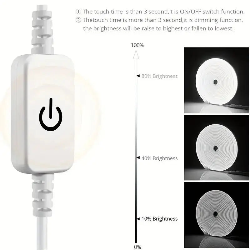 USB 5V LED Neon Light Touch Switch Waterproof Dimmable Strip Lamp Flexible Indoor Ambient Lights For Bedroom DIY Decor Lighting