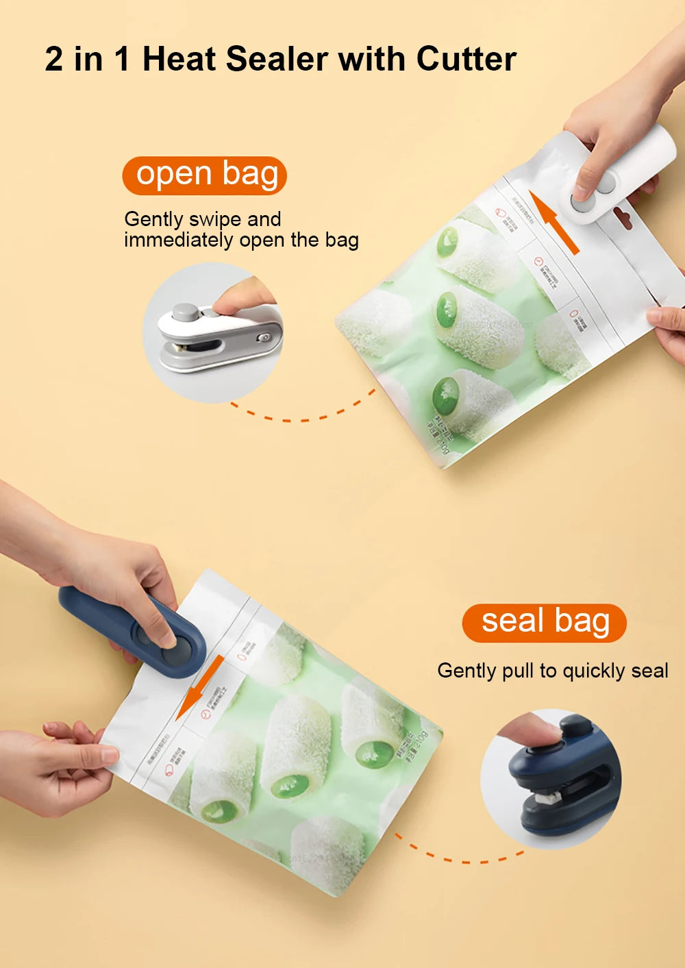 **Mini Portable Bag Sealer | Handheld Heat Sealer for Food, Snacks & Plastic Packaging**  (86 characters)