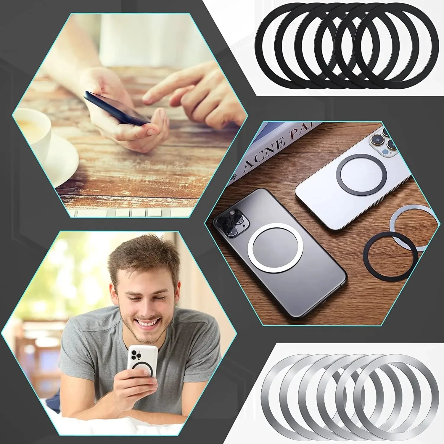 2024 Stainless Steel Universal Magnetic Metal Plate Ring For Magsafe Wireless Charger Iron Sheet Sticker Magnet Car Phone Holder