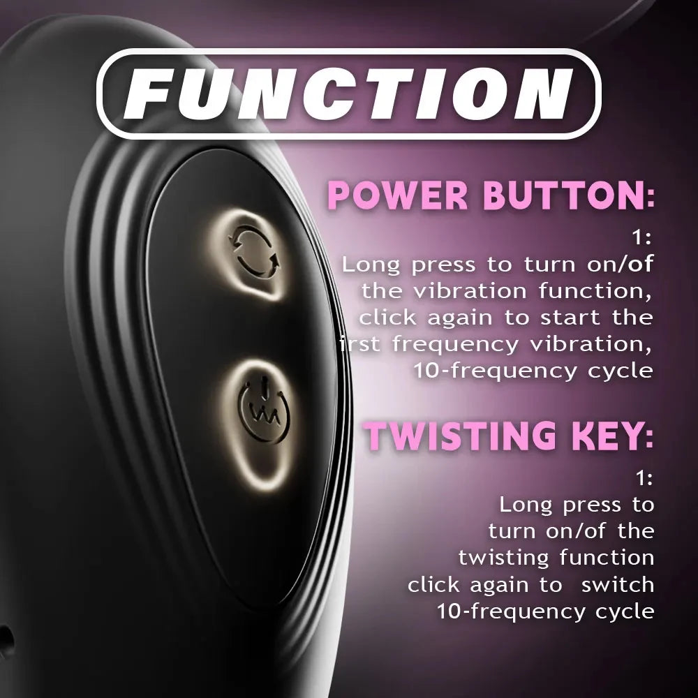 Male Prostate Massager Penis Ring Anal Plug Toy Delay Ejaculation Rotating Anal Plug G-Spot Vibrator Adult Male Cock Ring Toy