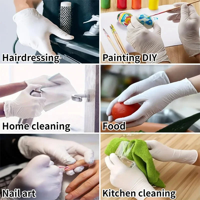 10/20/50/100PCS Disposable White Nitrile Gloves Household Cleaning Gloves Kitchen Cooking Tattoo Pet Tools Waterproof Latex Free