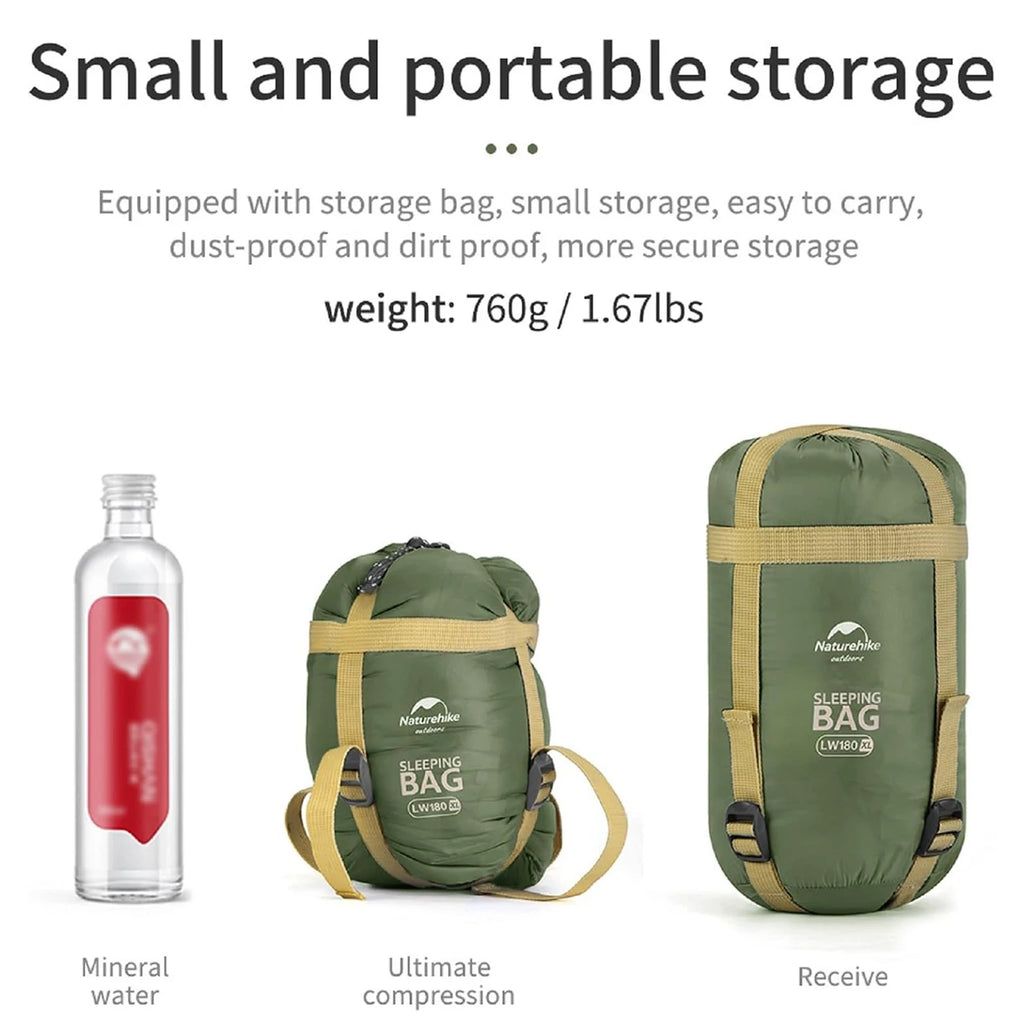 Naturehike LW180 Sleeping Bag Ultralight 3 Seasons Spring Summer Sleeping Bag Outdoor Hiking Camping Sleeping Bag