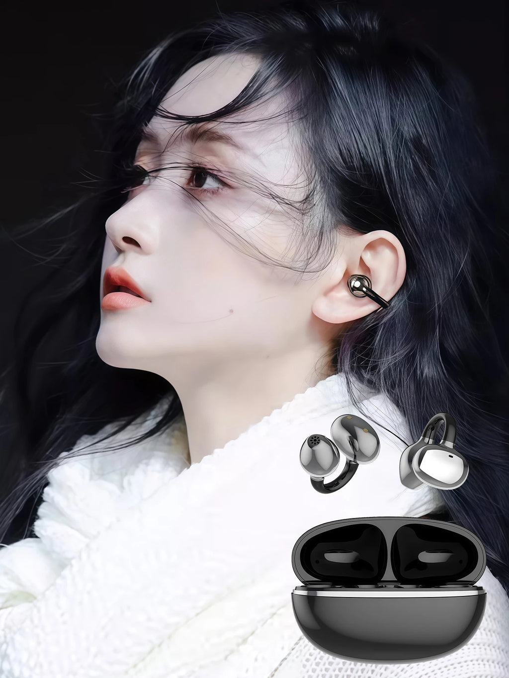 Bluetooth Clip-On Earbuds Wireless Headphones Comfortable and Stylish Clip-On Design High Quality Sound Lightweight and Portable