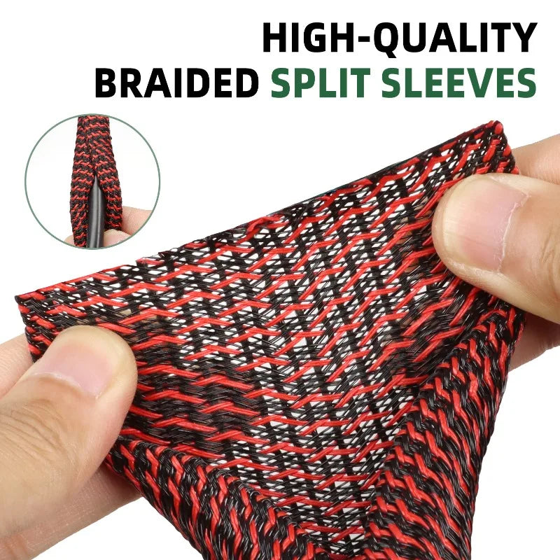 3/8M PET Braided Self-Closed Cable Sleeve Dia 3mm ~ 32mm Sheath High Protection Wear Resistant Insulated Sleeving Wire Organizer