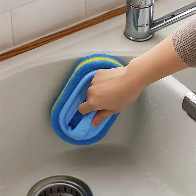 Cleaning Brush with Handle Kitchen Sponge Wipe Thickening Bathroom Tile Household Stain Removal Clean Tools