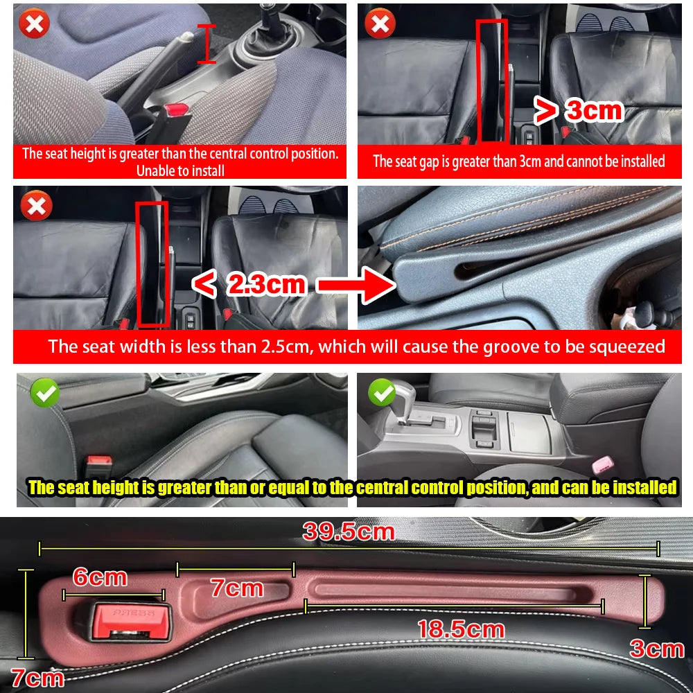 2PCS Universal Car Seat Gap Filler Crevice Storage Box Console Organizer Interior Decoration Auto Accessories
