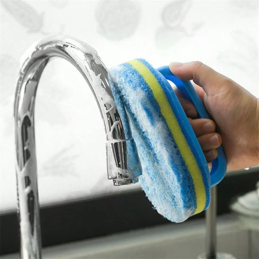 Cleaning Brush with Handle Kitchen Sponge Wipe Thickening Bathroom Tile Household Stain Removal Clean Tools