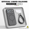 Magnetic Wrist Strap Liquid Silicone Phone Case For iPhone 11 12 13 16 17 Pro Max Air 15 14 16 Plus 16E Magsafe Lanyard Cover