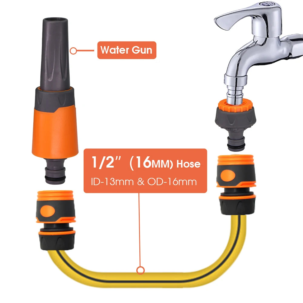 TPR Package Glue High Pressure Water Gun 1/2" 3/4" Hose Adjustable Nozzle Sprinkler for Garden Lawn Watering Car Wash Sprayer