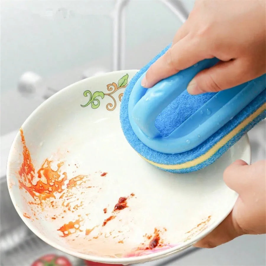 Cleaning Brush with Handle Kitchen Sponge Wipe Thickening Bathroom Tile Household Stain Removal Clean Tools
