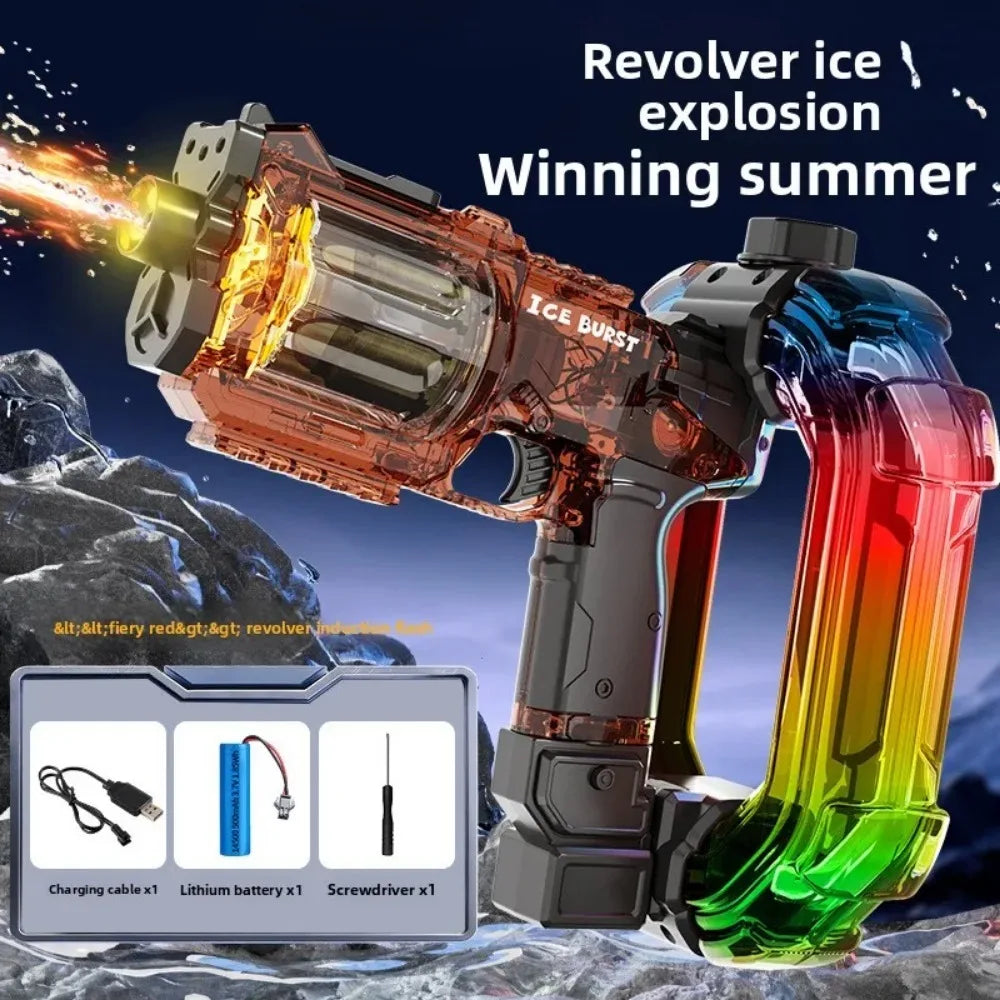 TK Hot！Electric Revolver Water Gun Toys with Colorful Lights and Sound Effects Automatic Summer Water Toy Compatible with FUNWEE