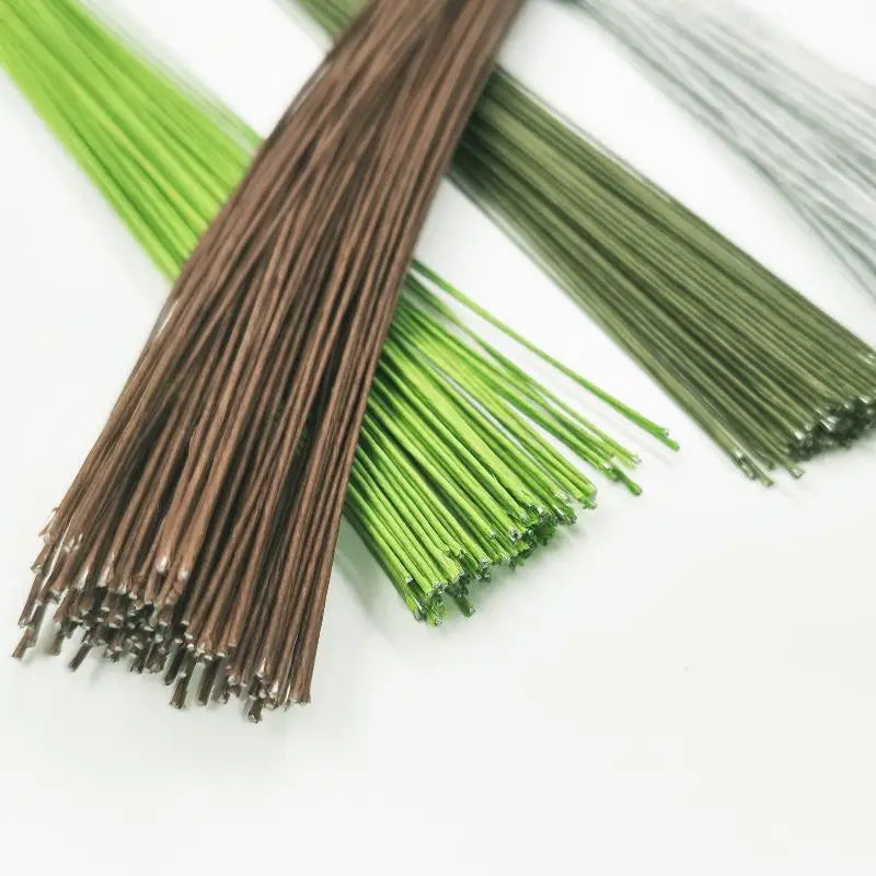 100Pcs DIY Floral Material Wire Stem Accessoies Wedding Home Decor 40cm Floral Wire Stems Artificial Green Flower Stem