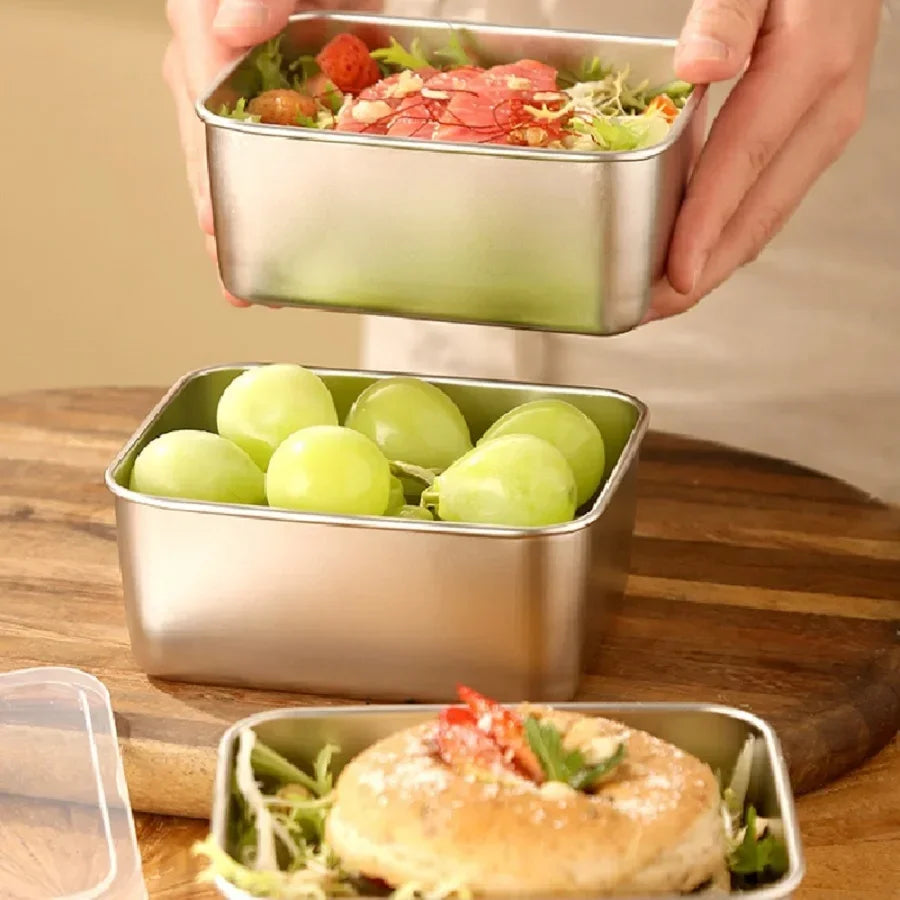 Thickened Stainless Steel Fresh Box Sealed Leak-proof Picnic Bento Box Portable Multi-purpose Lunch Box With Lid Storage Box
