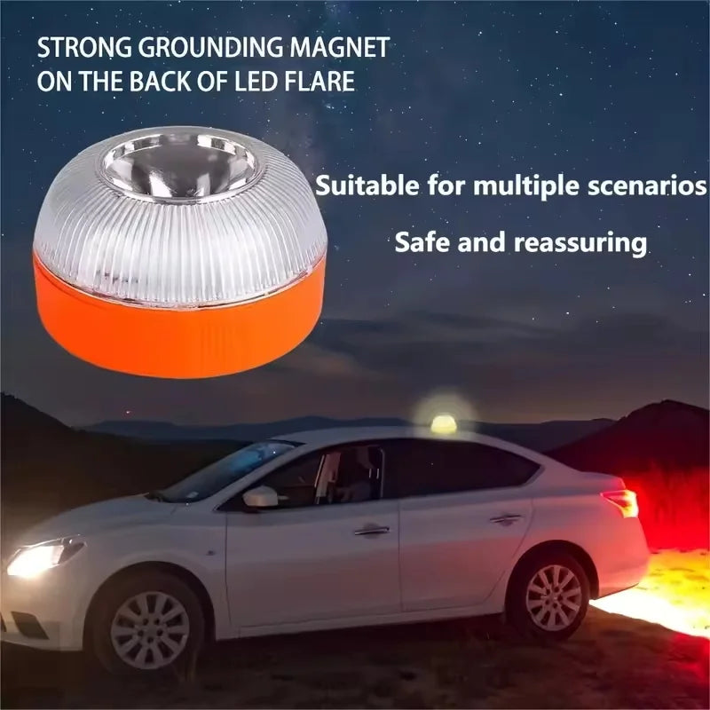 Smart Emergency Beacon, Car Breakdown Warning Light, Magnetic LED Strobe Flare for Roadside Safety, Foggy Day Alert Lamp for