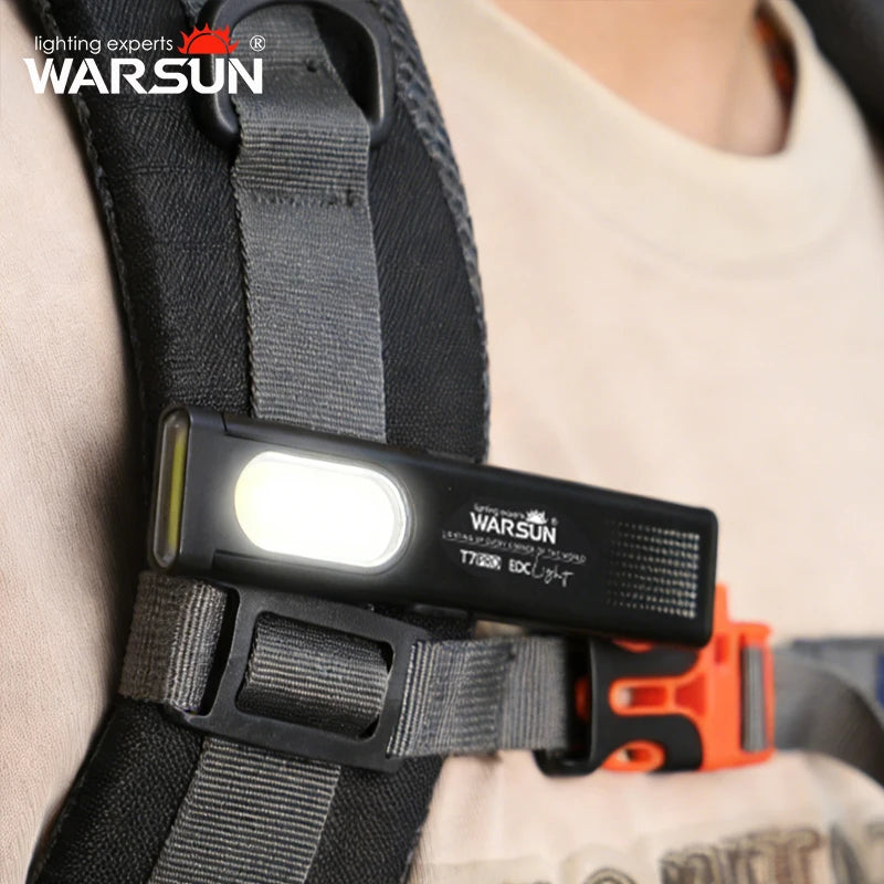 Warsun 2Pcs T7 LED Keychain Flashlight 450Lm Portable Mini Torch Light with Magnet Pocket Lantern Flood Work Light